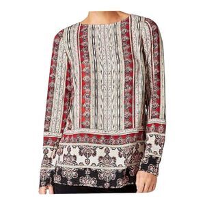 J. Jill Multicolor Stripes and Prints Long Sleeve Pullover Shirt Top Size Medium